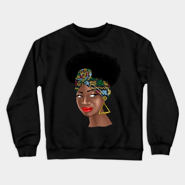 African woman with a beautiful headband Crewneck Sweatshirt by Kenzellshop